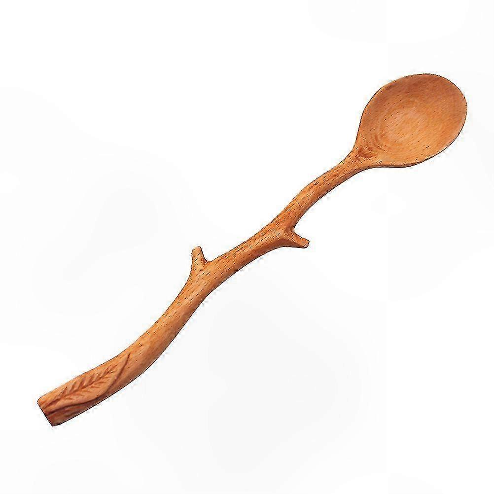Wooden Coffee Spoon with Long Handle for Stirring and Scooping Tableware in Branch Design