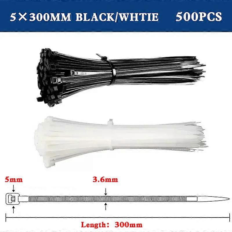 Self-locking plastic nylon tie 500PCS/bag black Zip wraps strap nylon cable tie set fastening ring Loop Wire Wrap