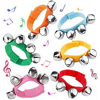 Veeki 6 PCS Percussion Instruments, Wrist Bells Jingle Bells Musical Rhythm Toys, Random Colors