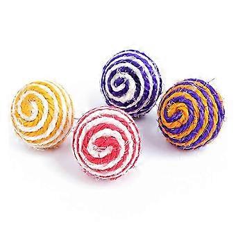 25-26 4 PC stripe Cat toy ball for Kitty fun and Cat scratcher