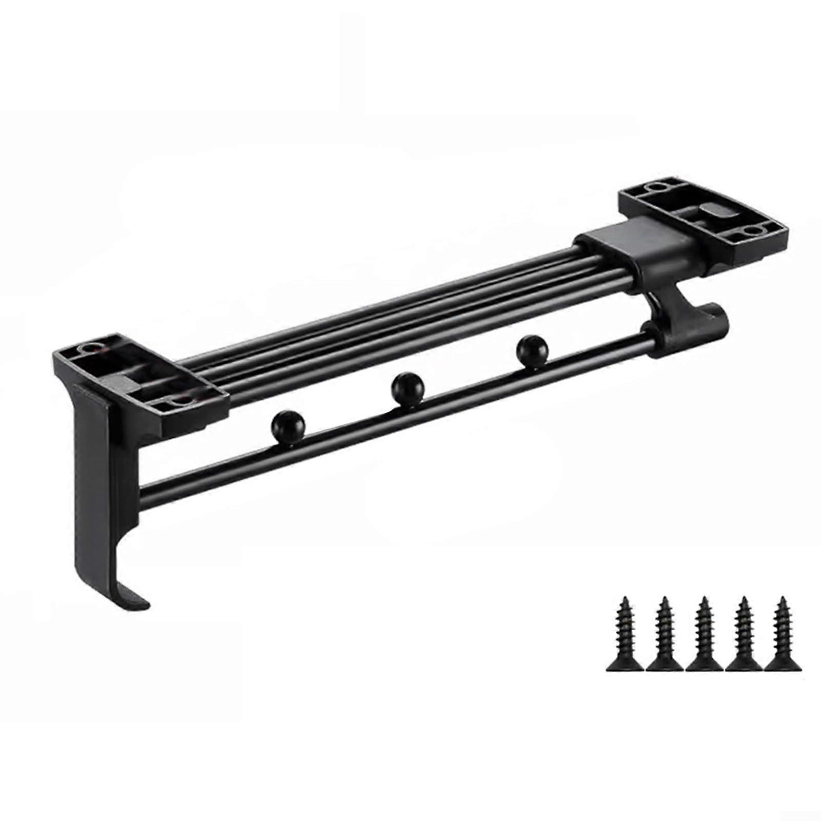 Adjustable Telescopic Wardrobe Hanger Rail Black Aluminum 250mm Smooth Sliding PullOut SpaceSaving Closet Organizer