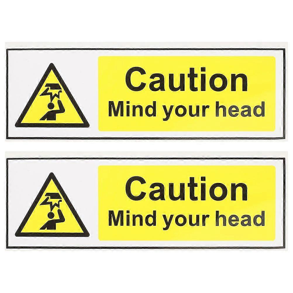 2pcs Watch Your Head Stickers Low Ceiling Sign Self Adhesive Caution Warning Sign