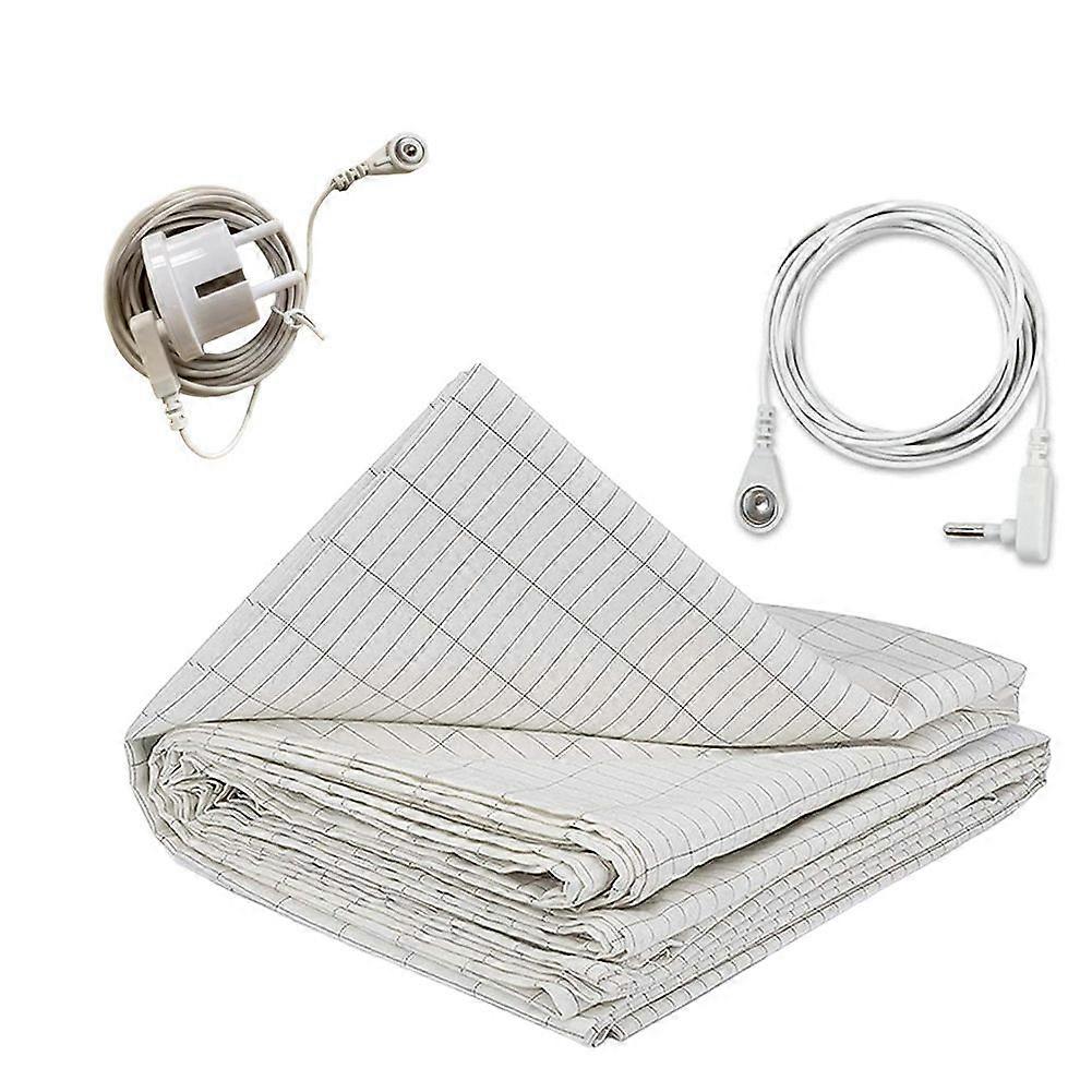 27x52Inch Grounding Sheet Conductive Silver Fiber Material EU PLUG