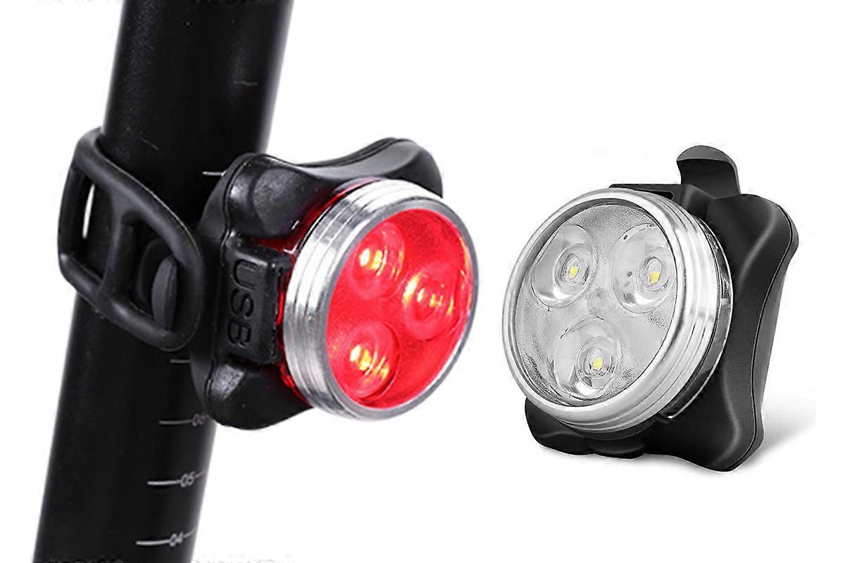 2Pcs USB Rechargeable Bike Lights Front and Rear LED Set