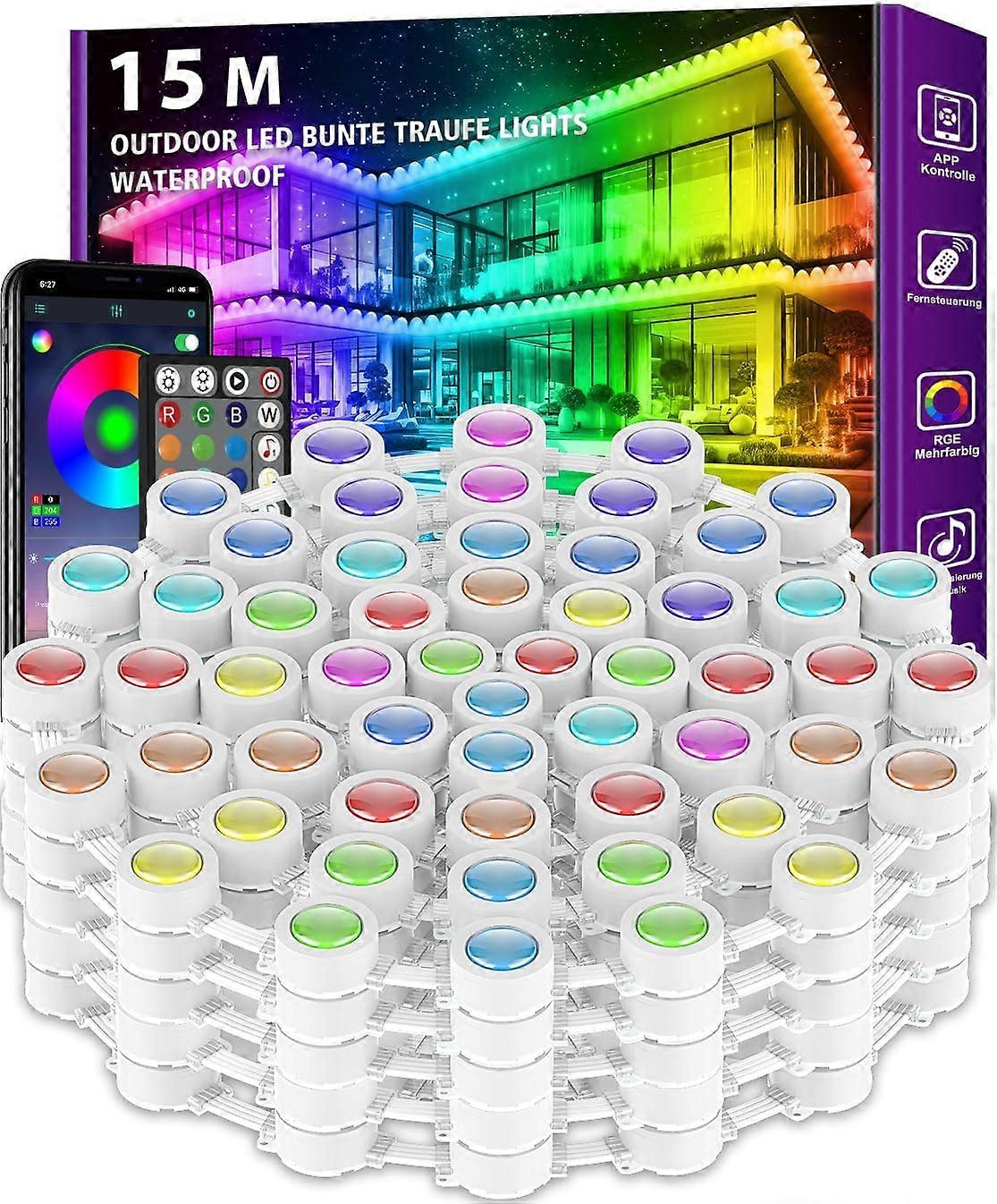 Guirlande lumineuse LED RGB étanche pour extérieur, éclairage de toit avec application/télécommande, IP67, pour fête de Noël