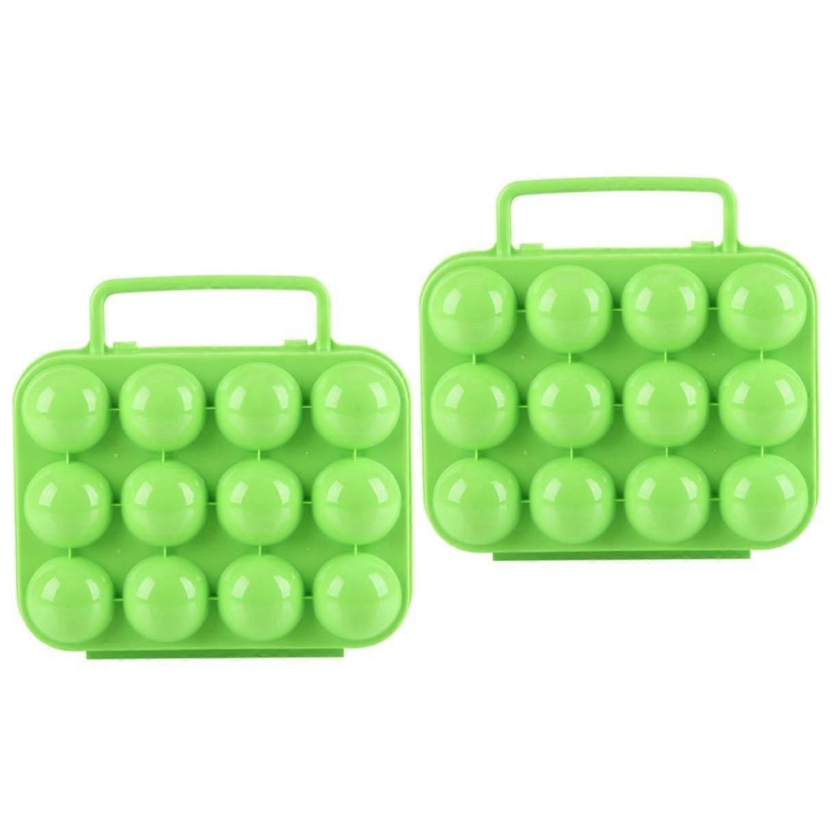 Egg Storage Container With Handle 2Pack 12Egg Capacity Boiled Egg Holder Plastic Carrier For Kitchen Camping