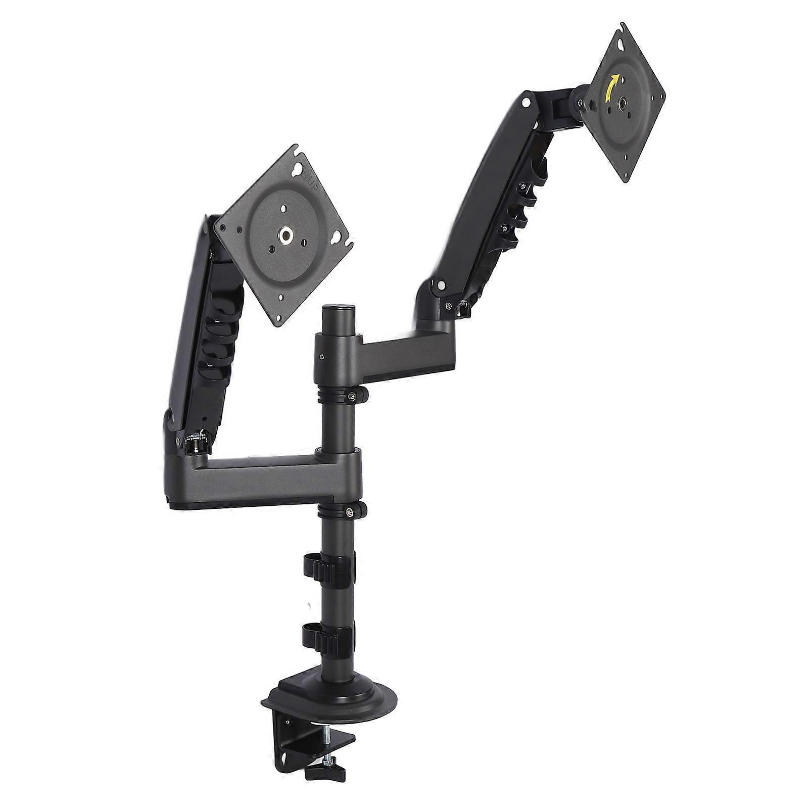 Dual Display Stand for 17 to 27 Inch Double Screen Aluminum Steel Adjustable Double Computer Display Desk Mount Stand Up to 19.8lb for Working 