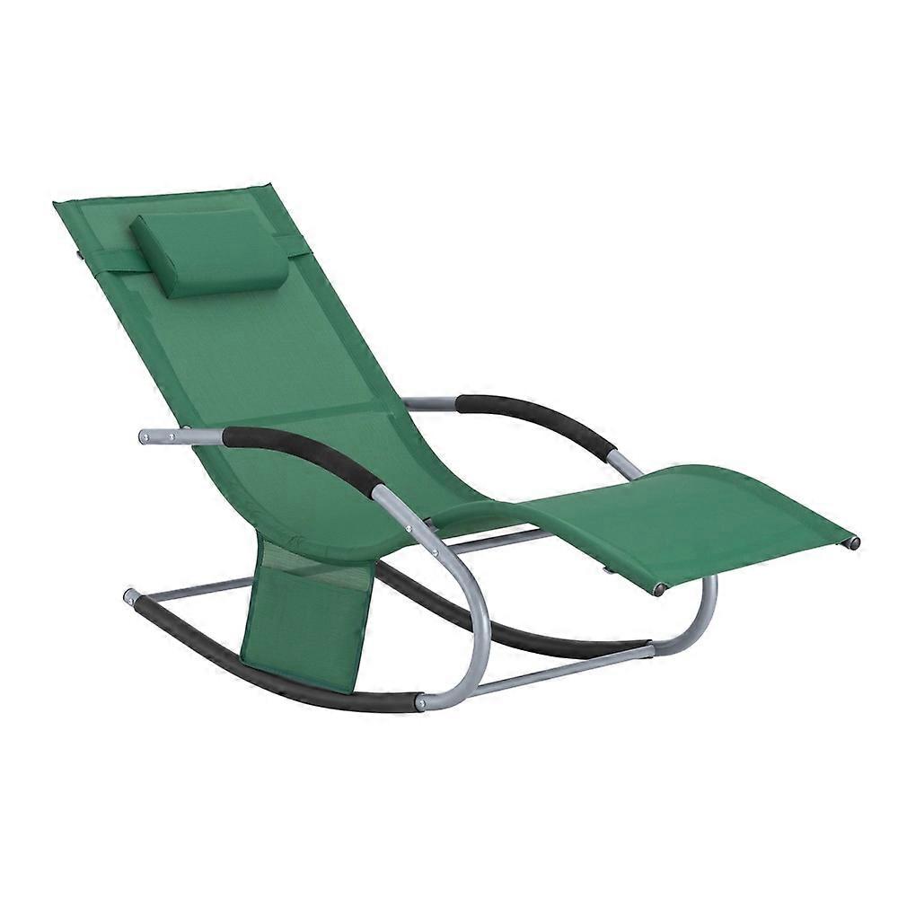 SoBuy Sun Lounger Garden Chair Recliner with Cushioned Pillow & Side Pocket Rocking Chair with Steel
