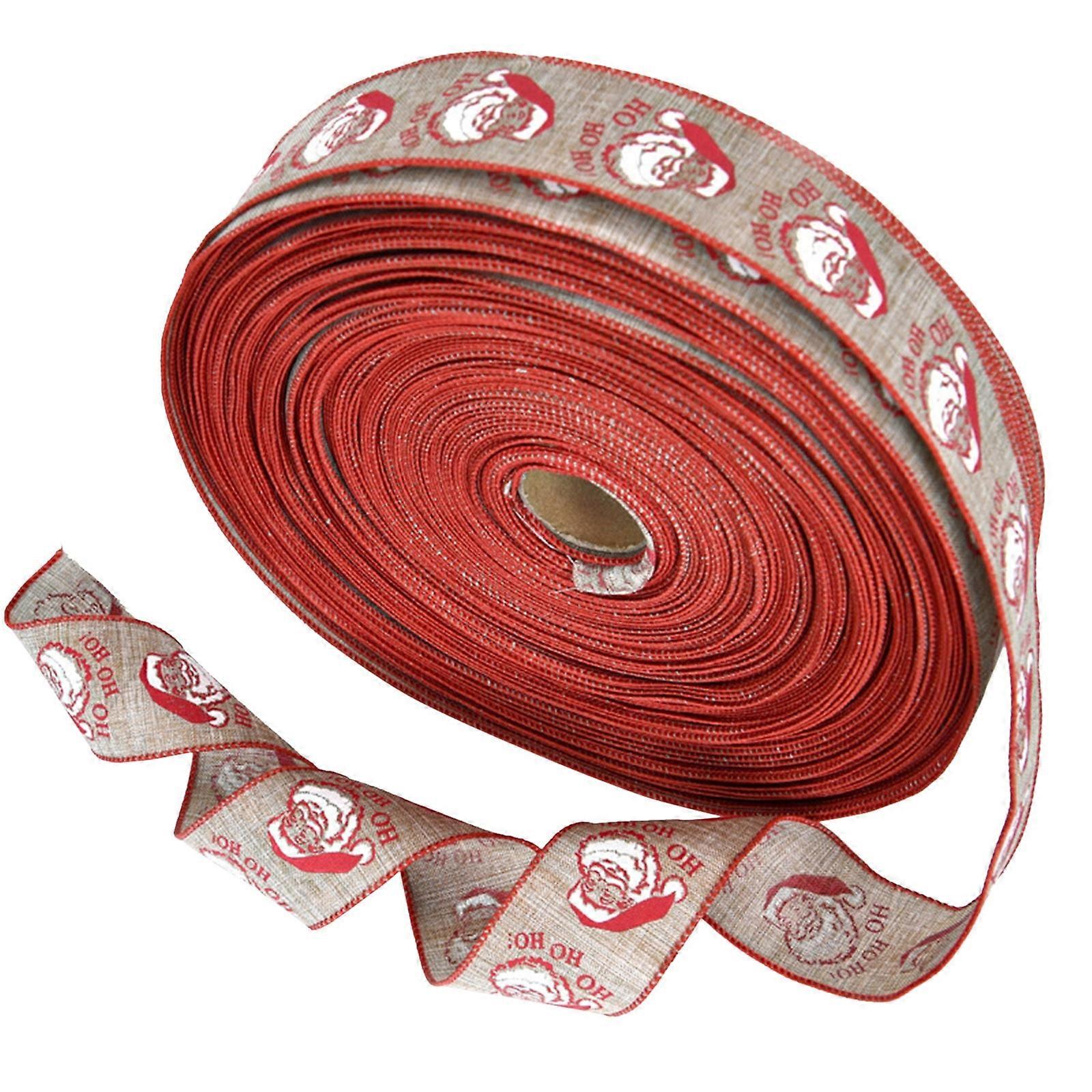 YUEHAO Christmas Wrapping Paper with Burlap Ribbon, Snowflakes, Elks, Santa & Trees - DIY Gift Wrap Decorative Ribbon