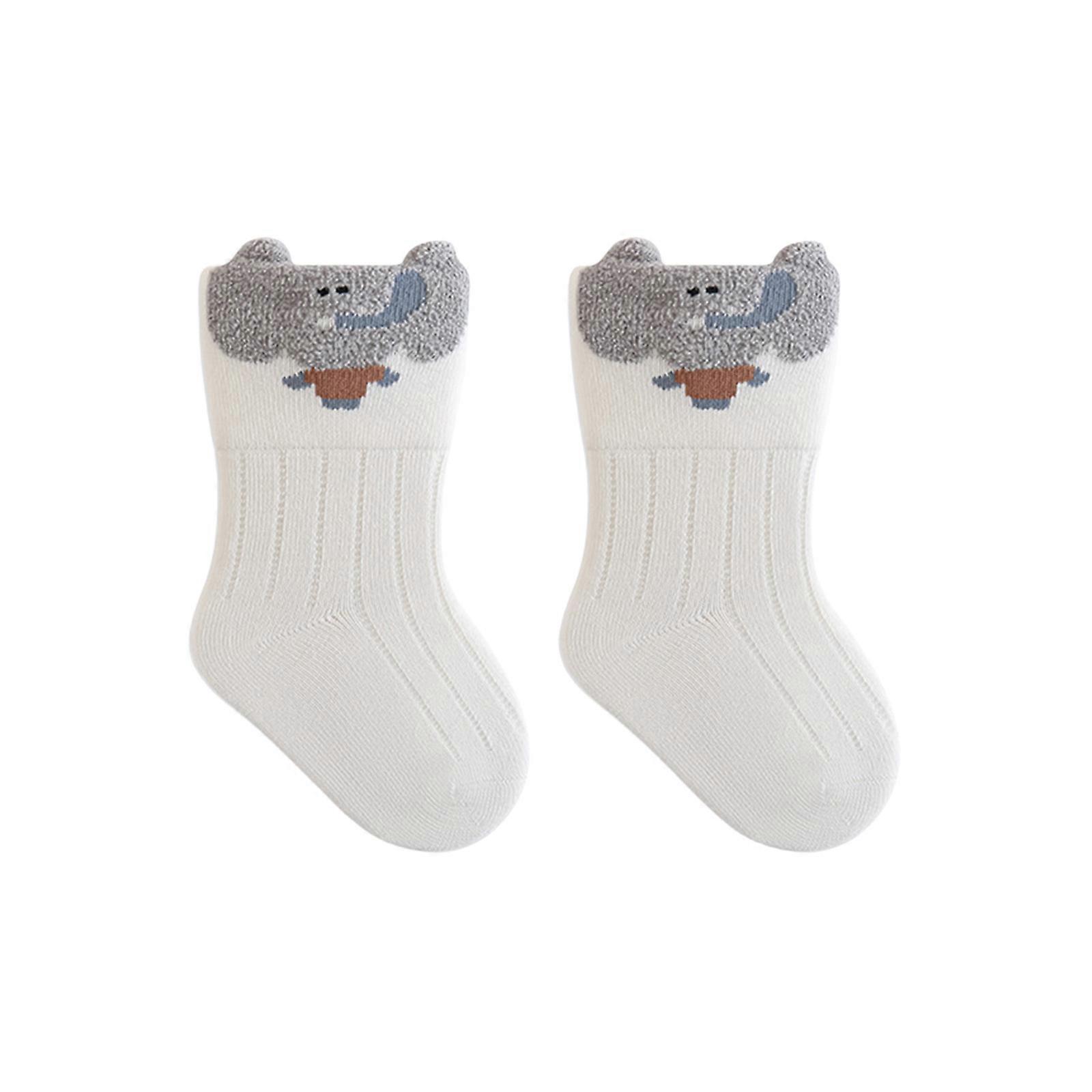 2025 Not Binding Elastic Infants Cotton Socks Breathable Loose Fit Cartoon Print Socks For Daily Activity  White XS