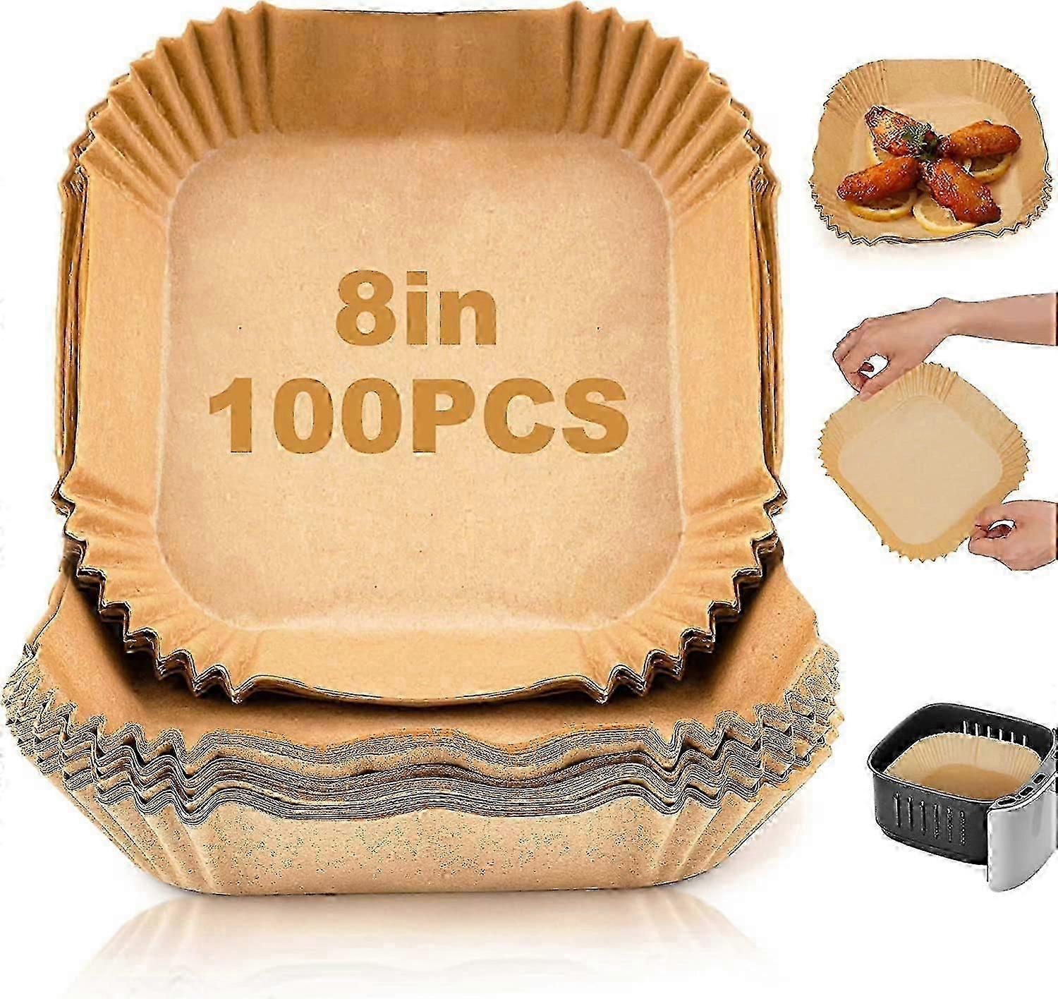 Tek Kullanımlık Hava Fritözü Kağıt Gömlekleri: 100 ADET 8 inç Kare