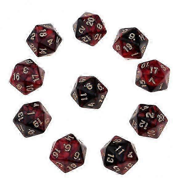 10x10pcs 20-Sided Dice Polyhedron Dices for D&D TRPG Cup Game Red + Black