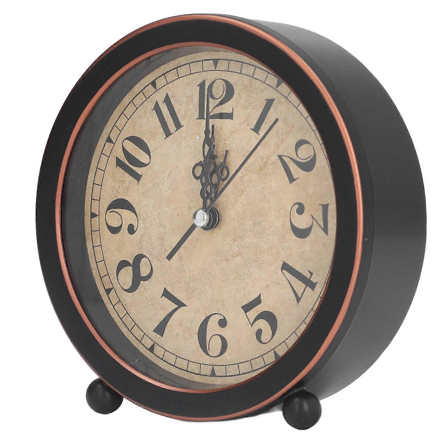 Desk Clock Retro Style Easy Identification Silent Ticking Nonradiative High Accuracy Battery Alarm C