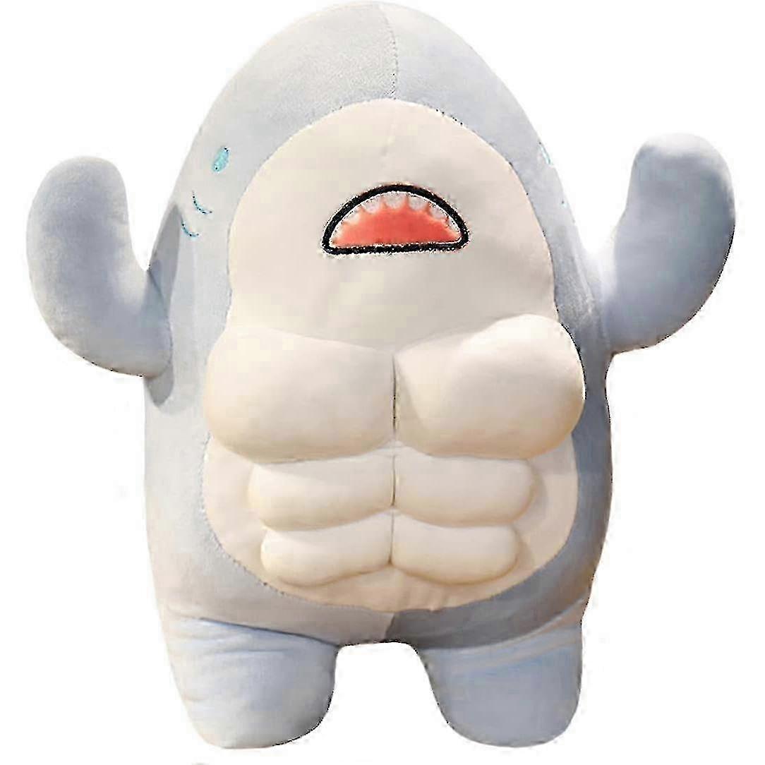 3D Muscle Shark Stuffed Ocean Whale Fish Toy Soft Shark Plush Pillow