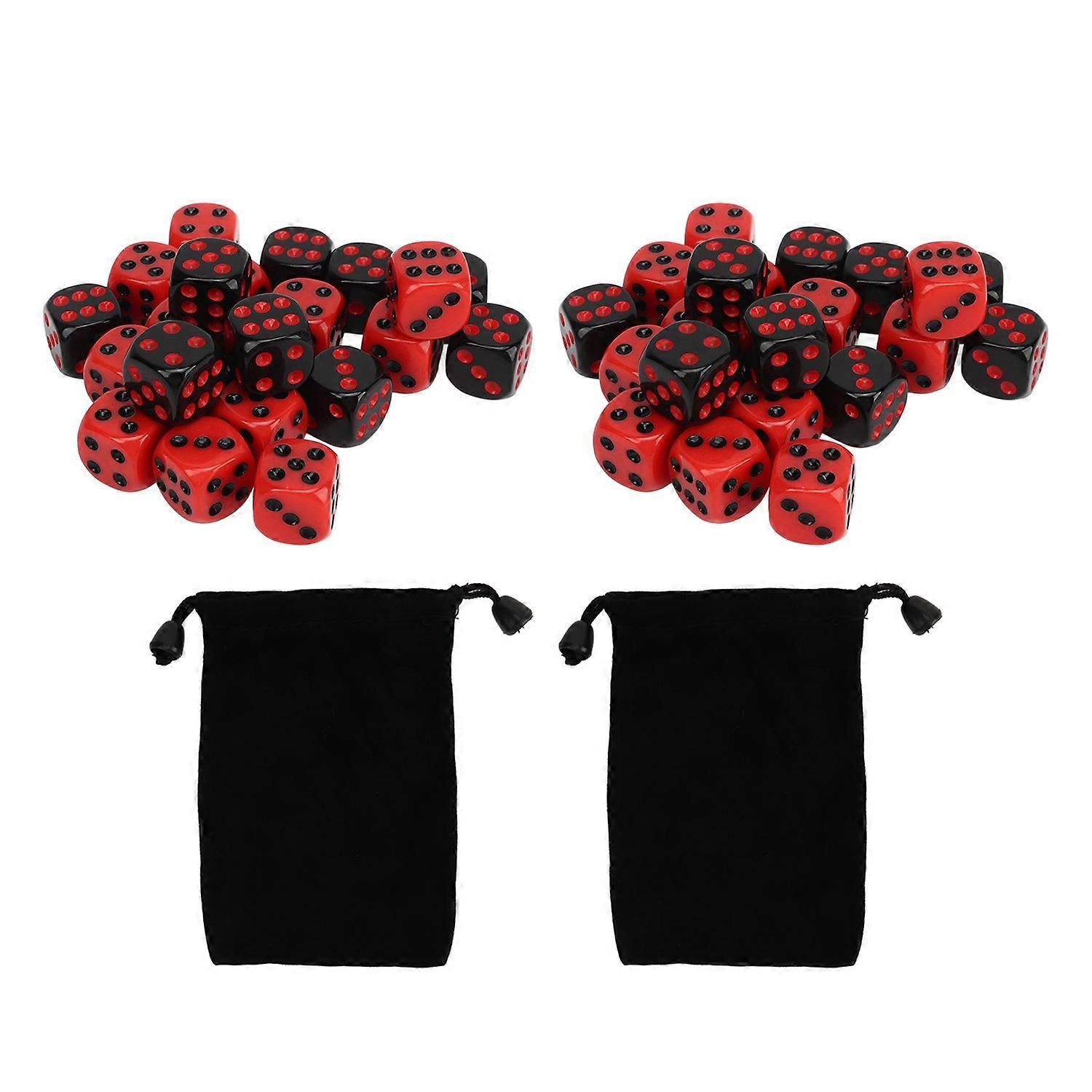 48PCS 6 Sided Dices Black and Red Plastic Waterproof Table Game Dice Set for Party Bars Club