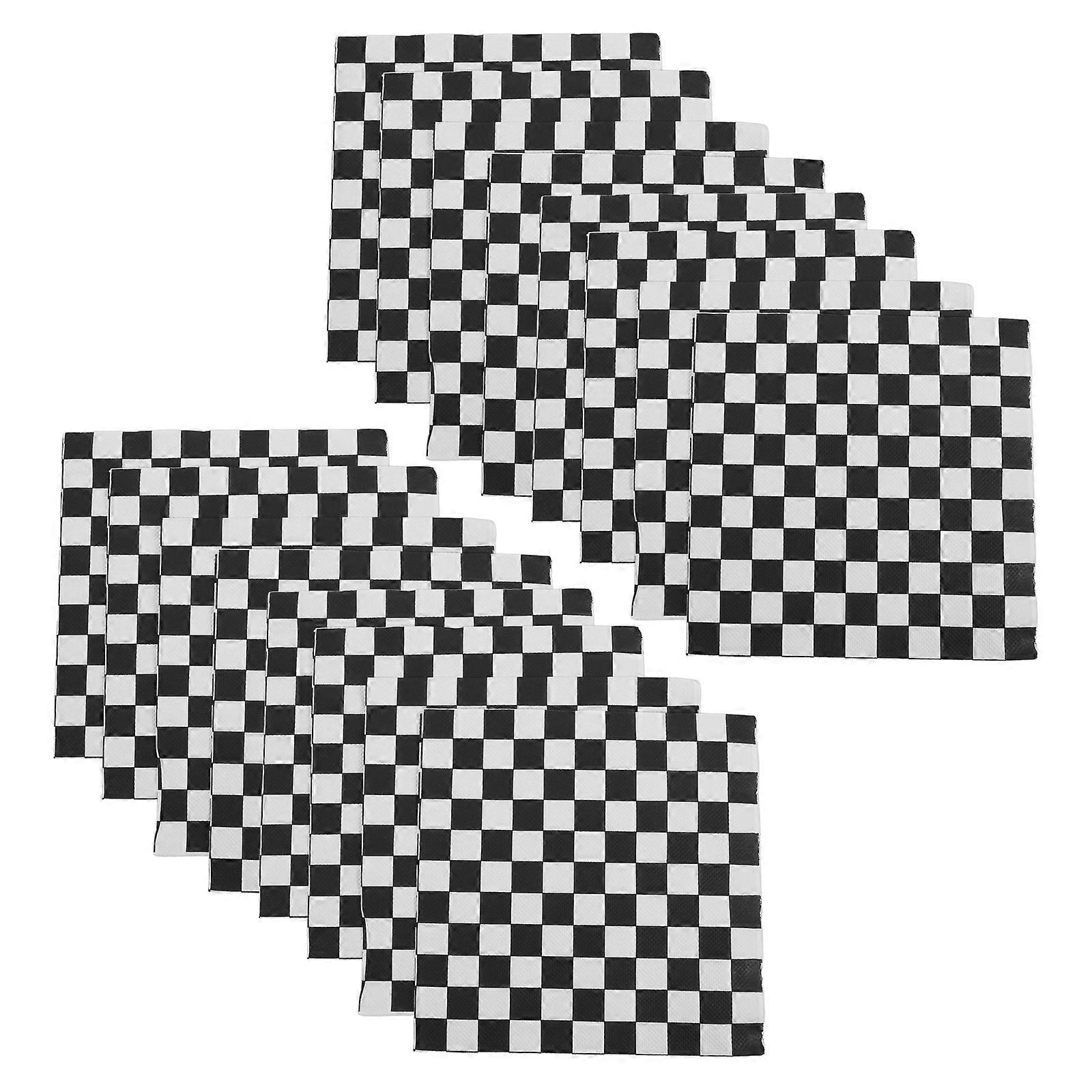 Black and White Checkered Party Napkins for Event Use 100Pcs Disposable Paper