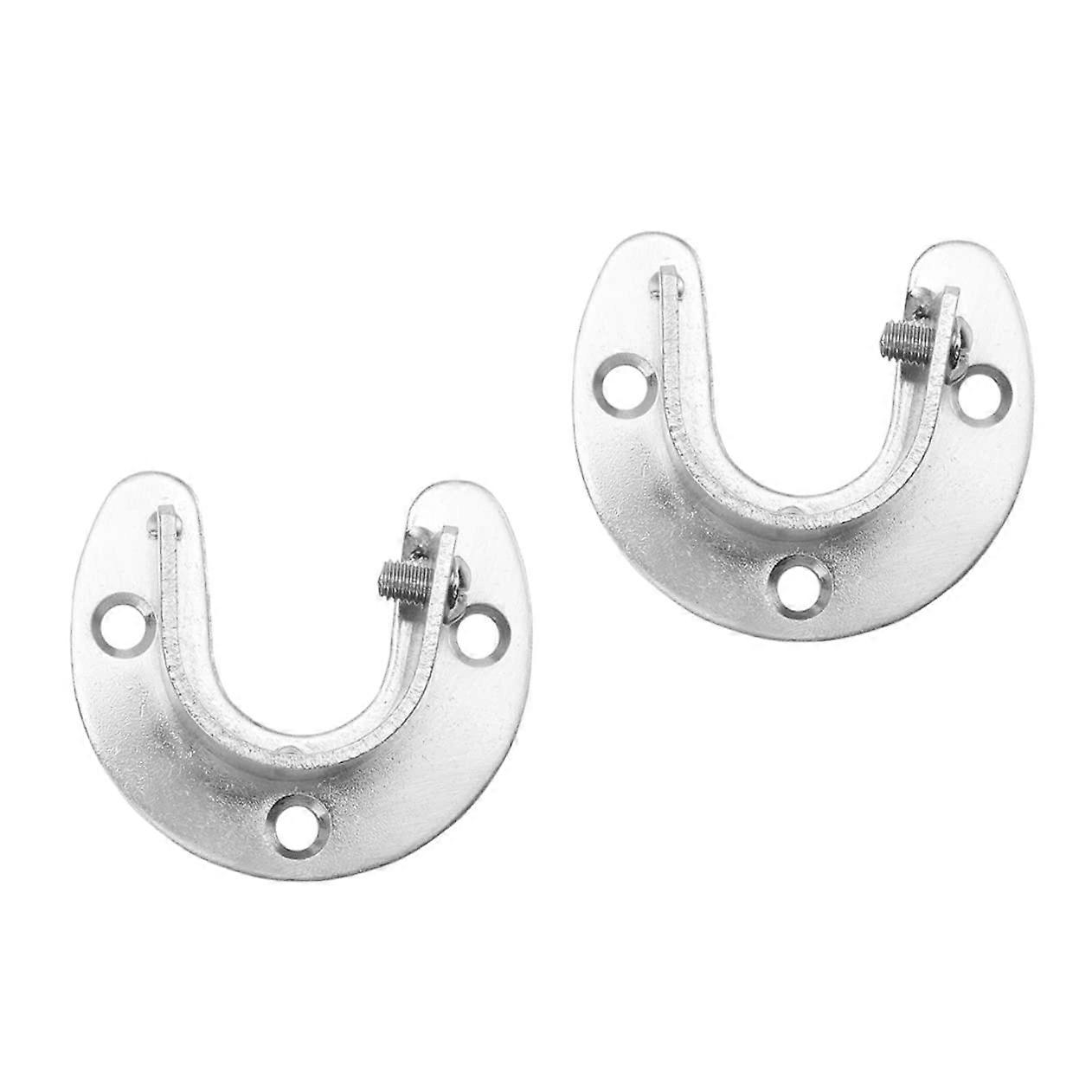 Stainless Steel Closet Rod Flange Holder 2pcs Wardrobe Support Socket Half Opening Easy Installation Durable Bracket