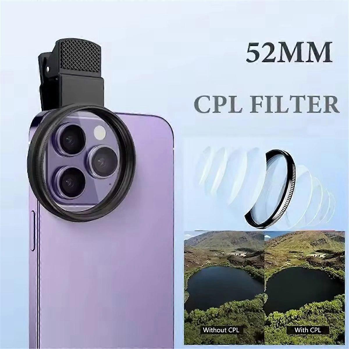 52mm Circular Universal Portable Polarizer Camera Lens Cpl Filter No Reflections Cell Phone Polariz