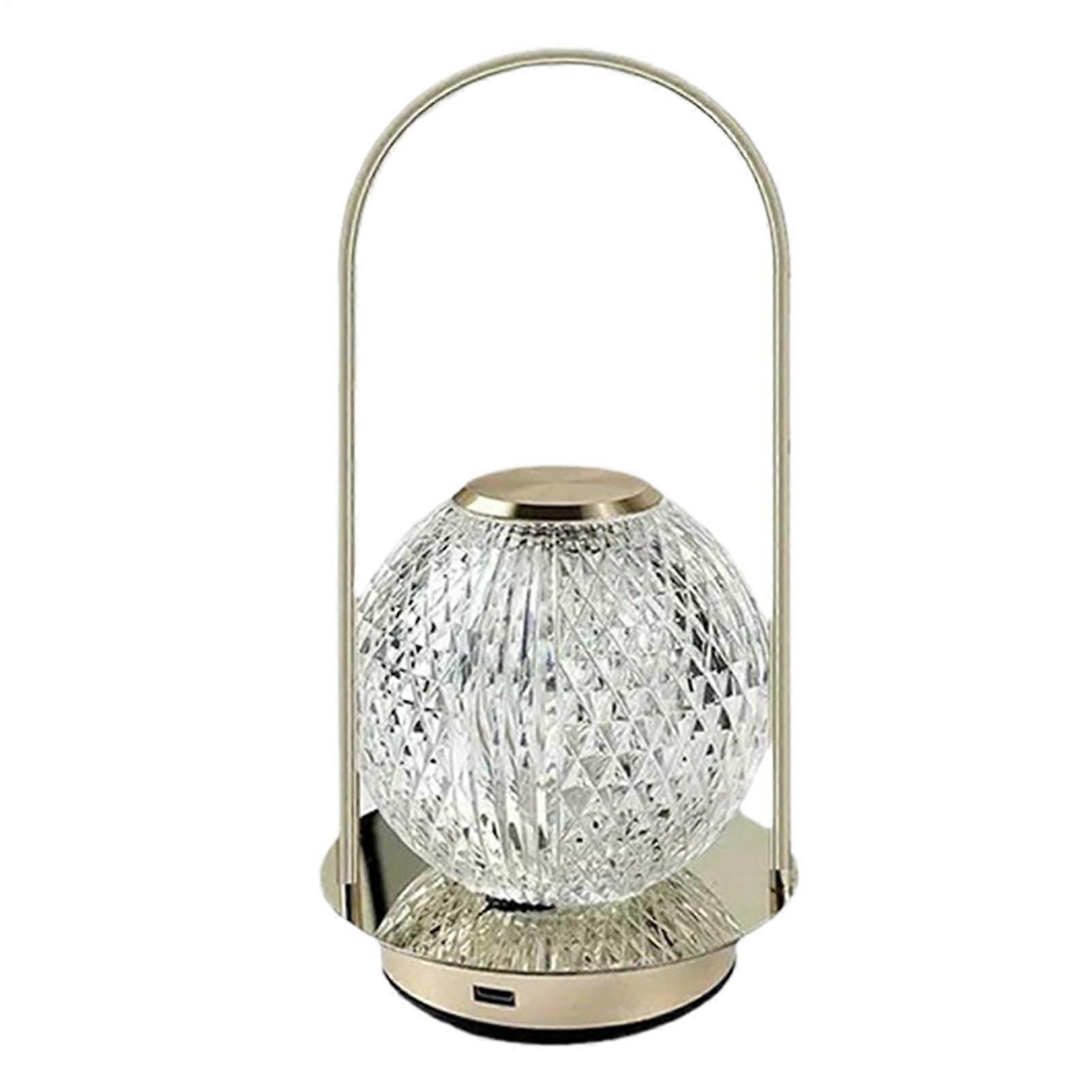 Crystal Lamp TouchControl Cordless Table Lamp, Dimmable LED Night Light, 3Color Ambient Light, Portable Bedside Lamp