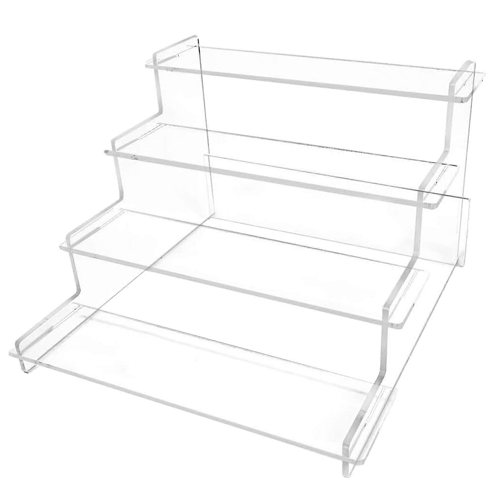 Acrylic Display Risers Clear 4 Tier Figures Desktop Showcase Reusable Jewelry Rack Display Stand for Decorating/Organize  Clear