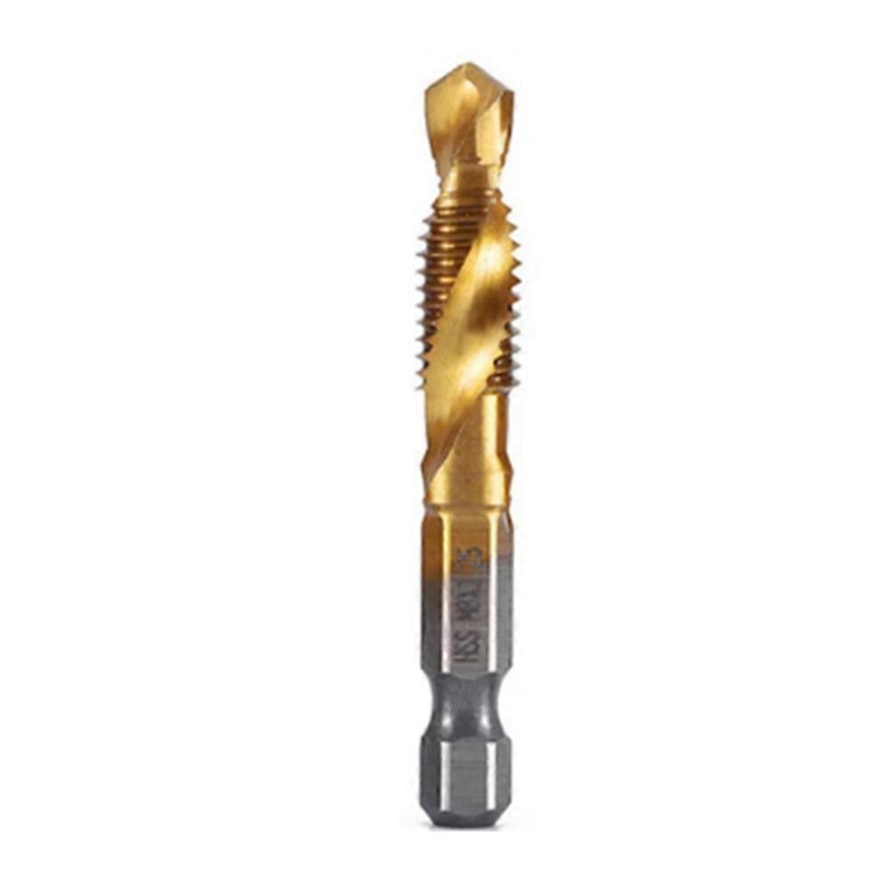 M8x1.25 Hex Shank Titanium Plated HSS Screw Thread Metric Tap Drill Bits Screw Machine Compound Tap Open Chamfer Tool