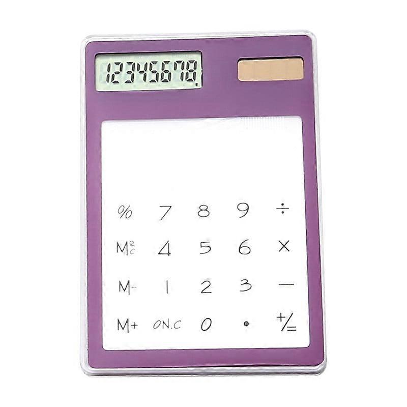 AURIGATE Pocket Size 8-Digit LCD Student Calculator, Solar Powered, Ultra Thin Slim Design with Clear Touch Screen, Random Color