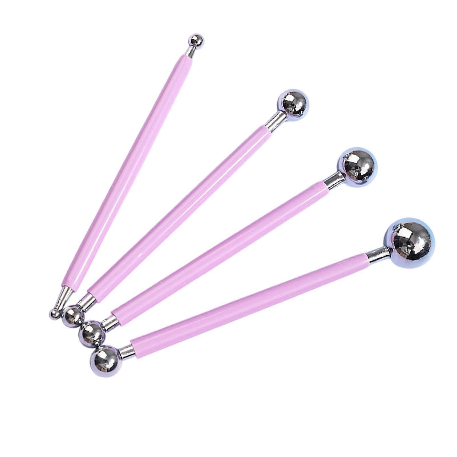 4Pcs Portable Pottery Tool Set Double Ended Clay Dotting Pen and Texturing Tool for Ceramic Engraving Detailing  Purple