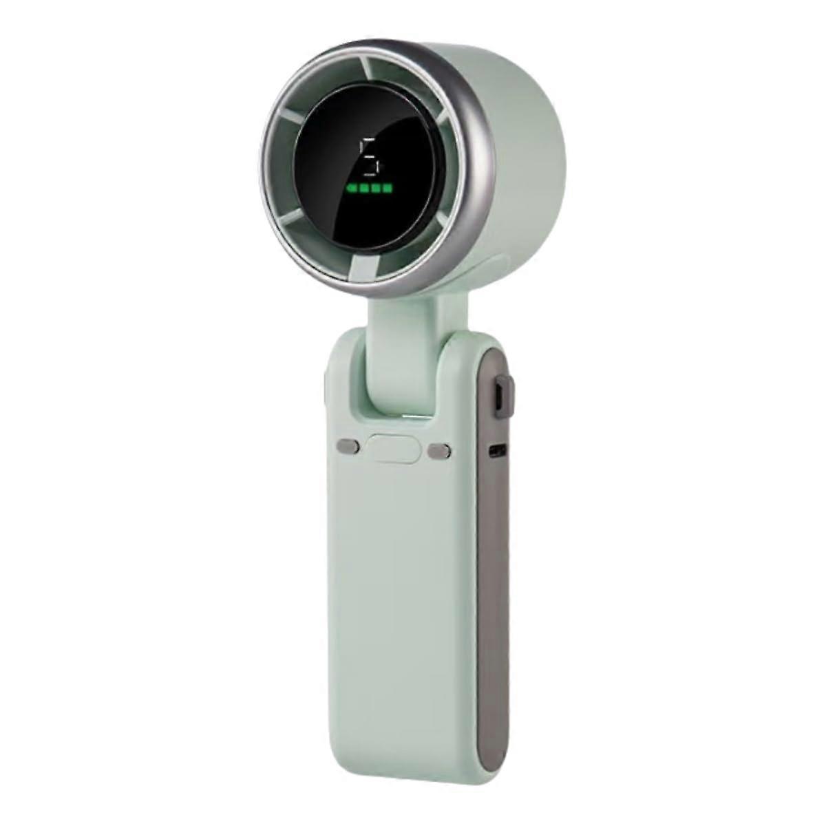 USB Portable Handheld Mini Fan with Folding Neck Design for Travel and Outdoor Use (Green, 1800mAh)