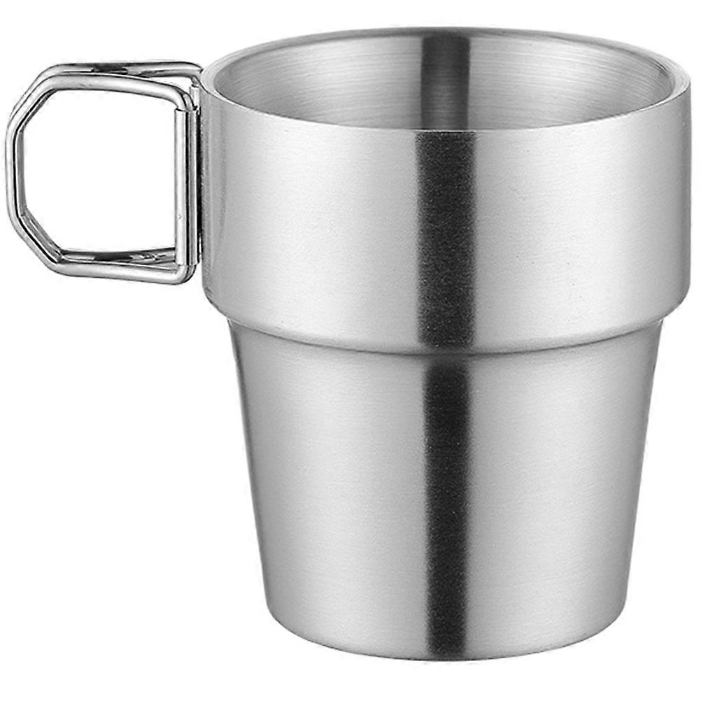 Portable Stainless Steel Cup with Folding Handle 5Pcs for Camping