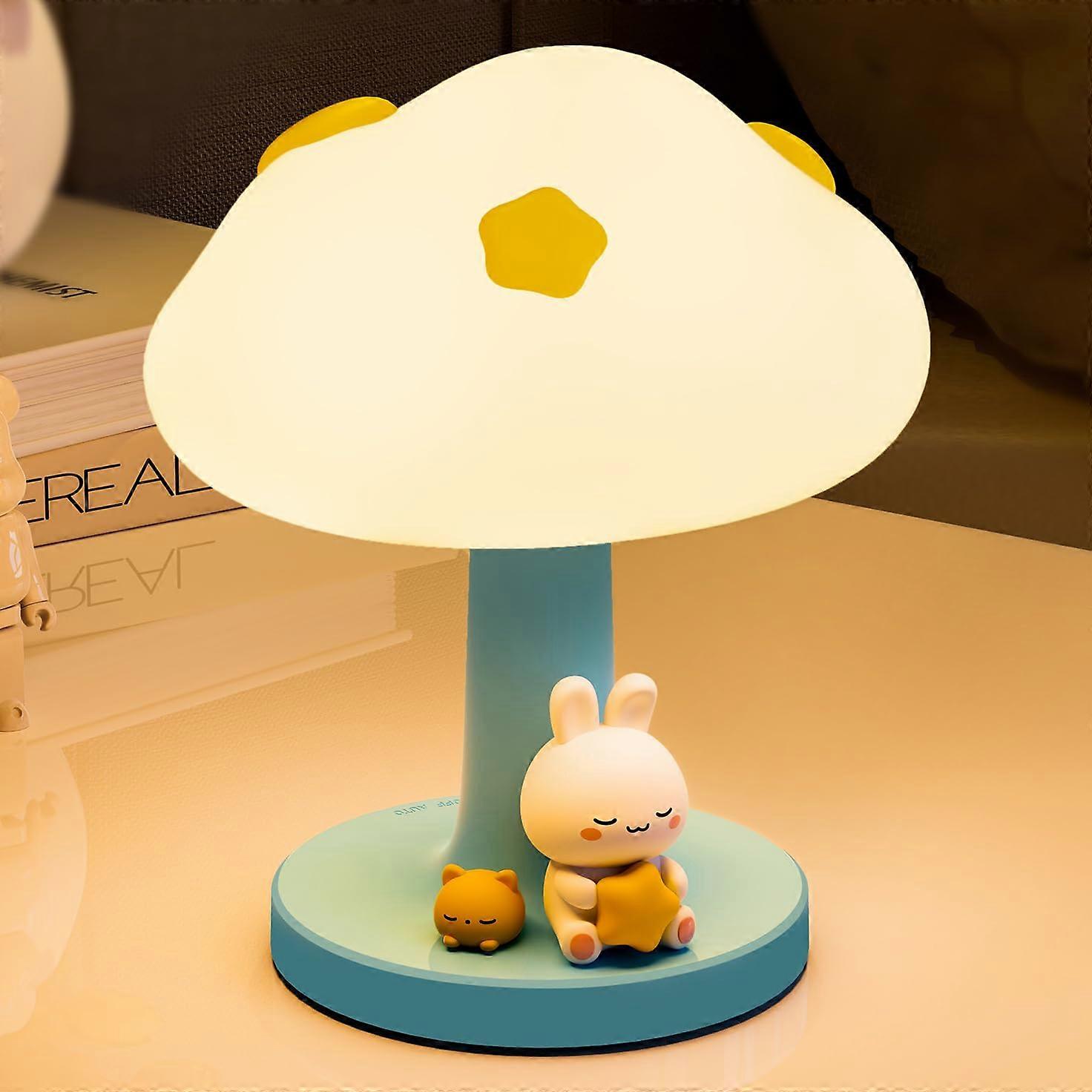 Cloud and Bunny Night Light for Kids, Soft Silicone USB Rechargeable, Tap Control Dimmable Lamp