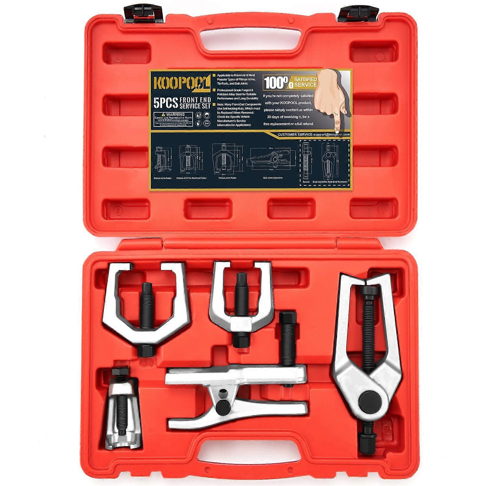 5in1 Front End Service Tool Kit with Ball Joint Separator for Damage Removal, Red