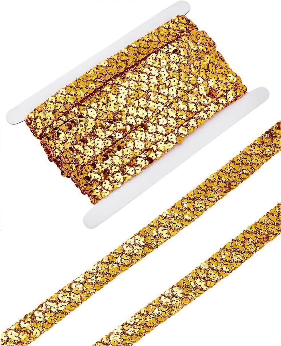 5.5 Yards Sequin Ribbon Trim 20mm Width Glitter Sequin Trim Gold Sequin Trim for Crafts Sequin Fringe Sewing