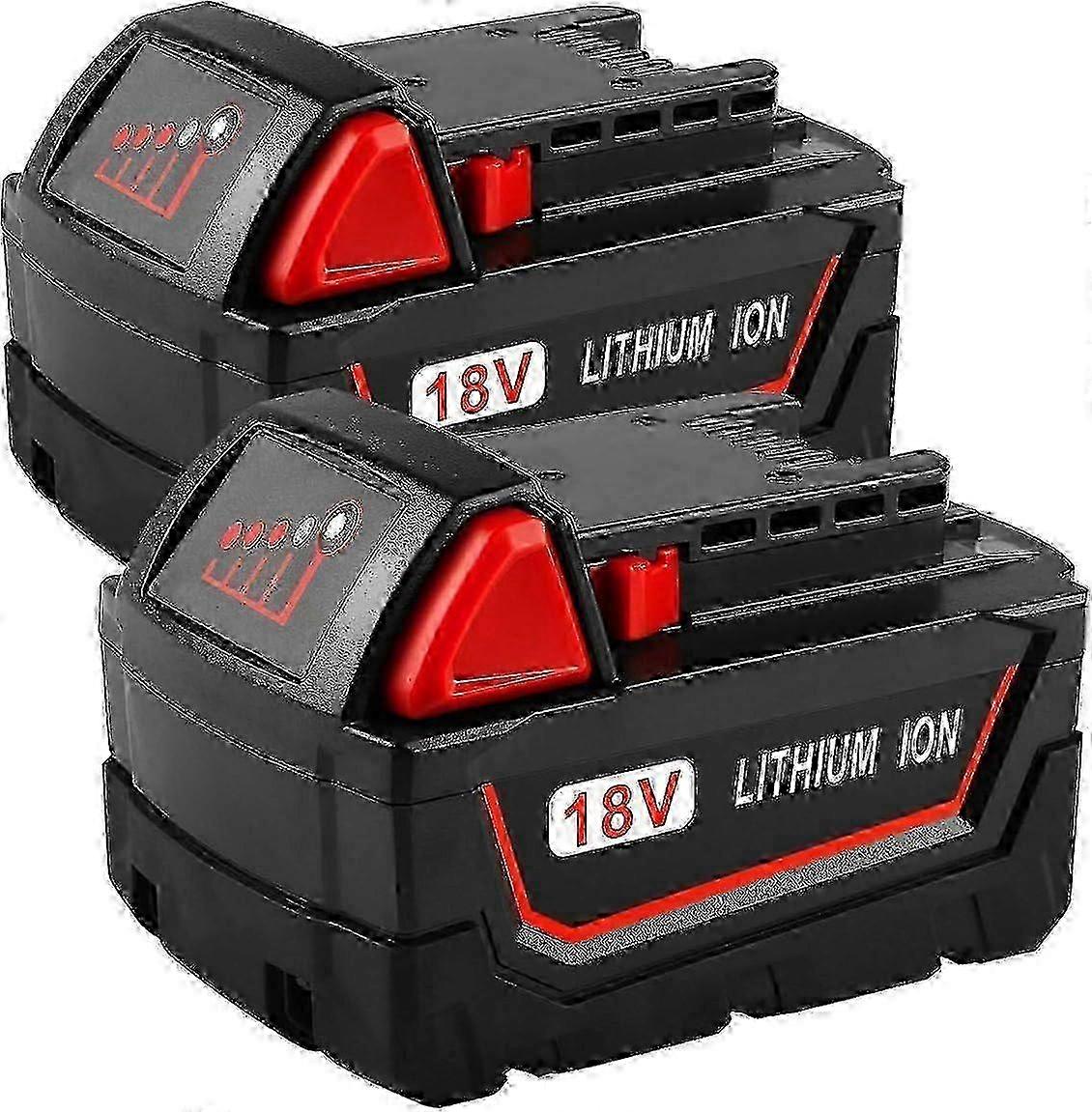 2-pack 18v 6.0ah Lithium Ion Replacement Batteries Compatible With Milwaukee M18, M18b5, Hd18cs0, M18bmt, Hd18ag0, M18fid2 - Cordless Power BB