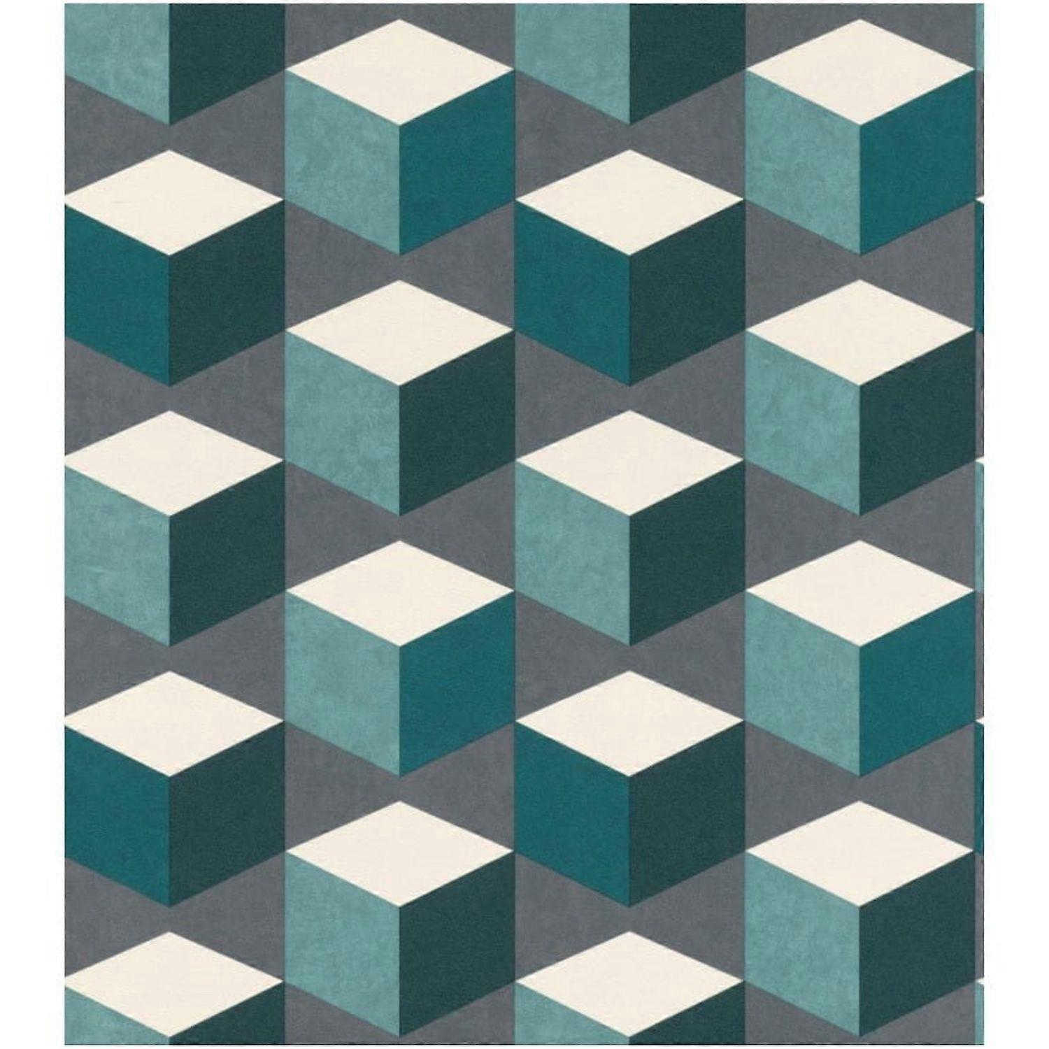 3D Effect Sansa Geometric Teal Wallpaper