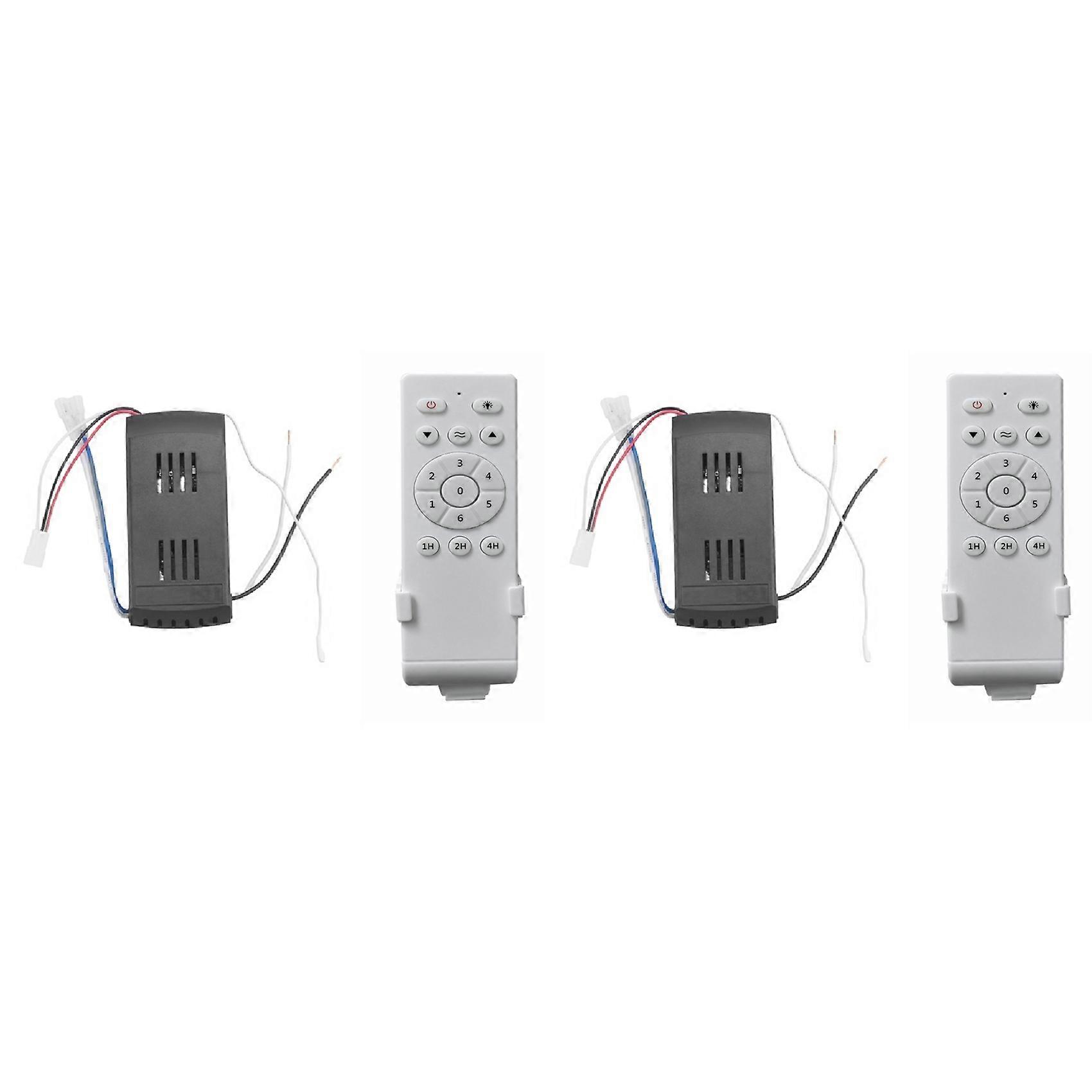 2X Universal Ceiling Fan Remote Control Kit Low Voltage 40w Dc Fan Light Driver Controller 6-Speed & Timing Remote