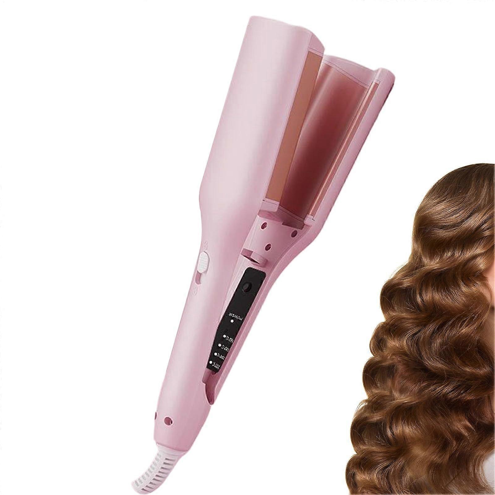 Curling Iron with Negative Ionic Frizz Control, VGroove Barrel, Adjustable Heat for All Hair Types, Pink