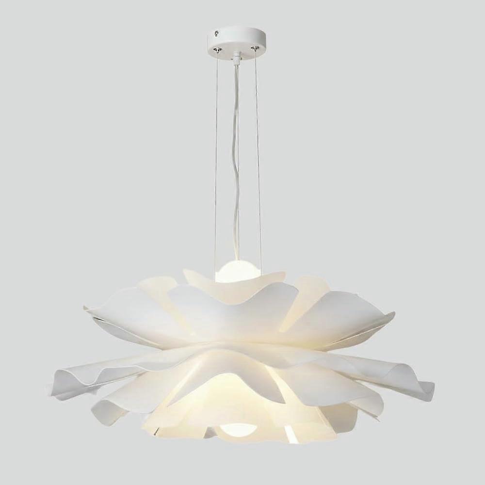 Flower Pendant Light with Layered Floral Design, White Acrylic Shade, Adjustable Modern Chandelier