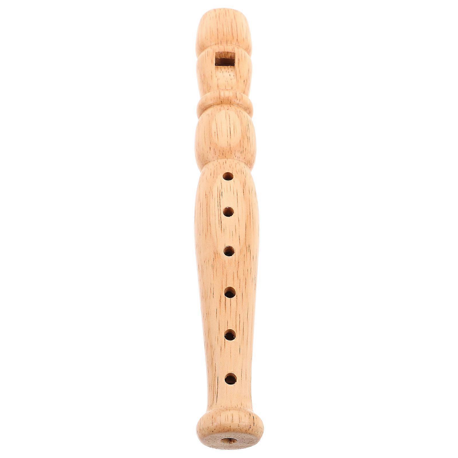 Wood Recorder for Playing Use Safe Practical with Clear Sound 6-Hole Design Beige Color