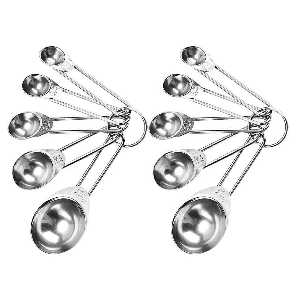 Measuring Spoons Baking Tool for Accurate Measurement 2Sets Silver