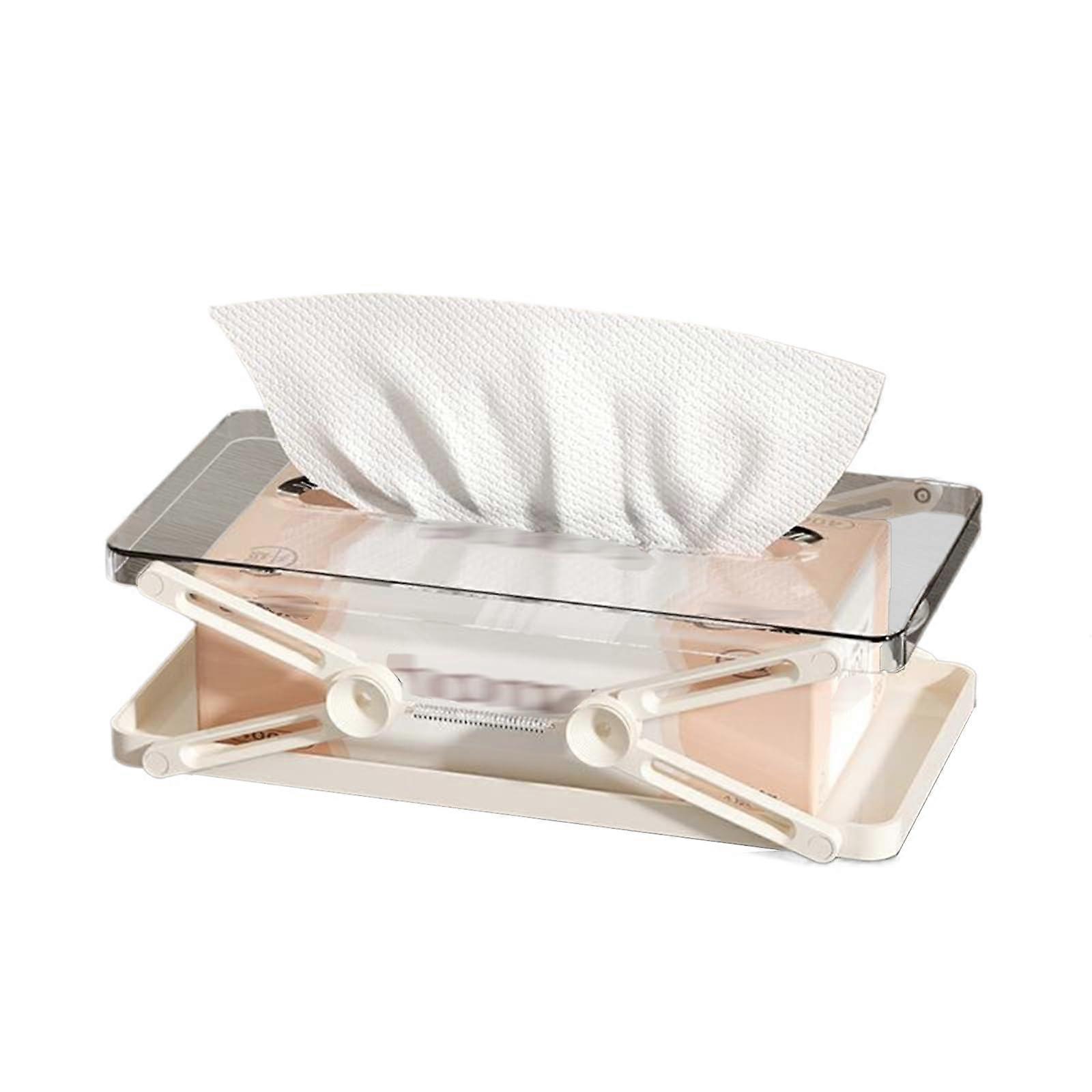 Tissue Box Holder with Adjustable Height and Large Capacity for Home Office Kitchen White