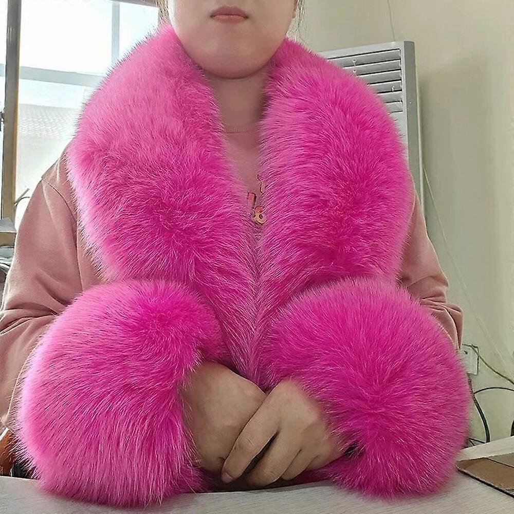 Écharpe/tour de cou en véritable fourrure de renard pour femme, avec poignets assortis.
