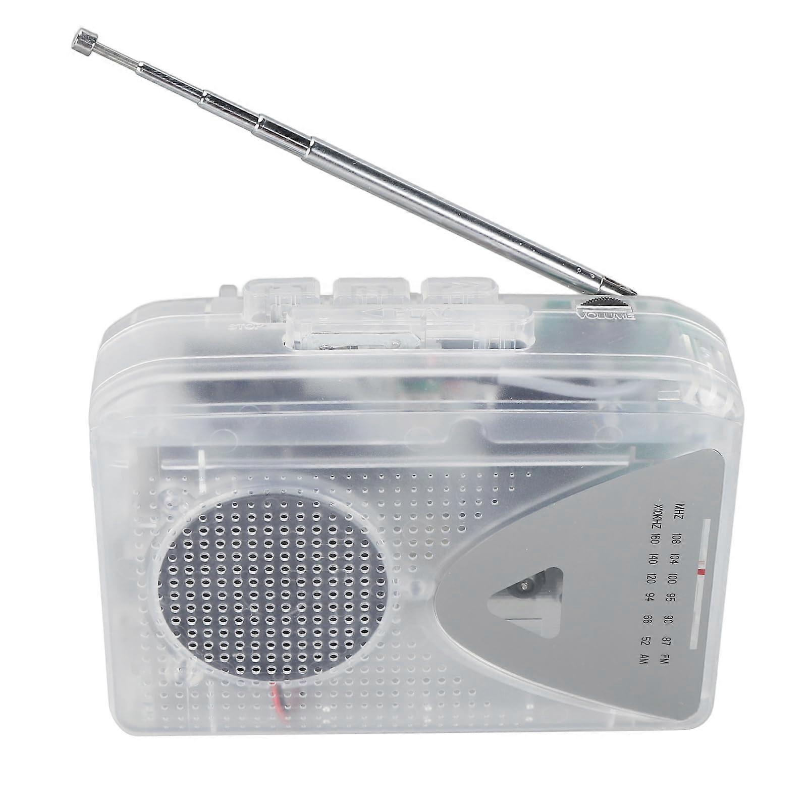 Cassette Tape Player Auto Reverse MP3 Converter With Clear Sound FM/AM Radio 3.5mm Jack Transparent Plug and Play