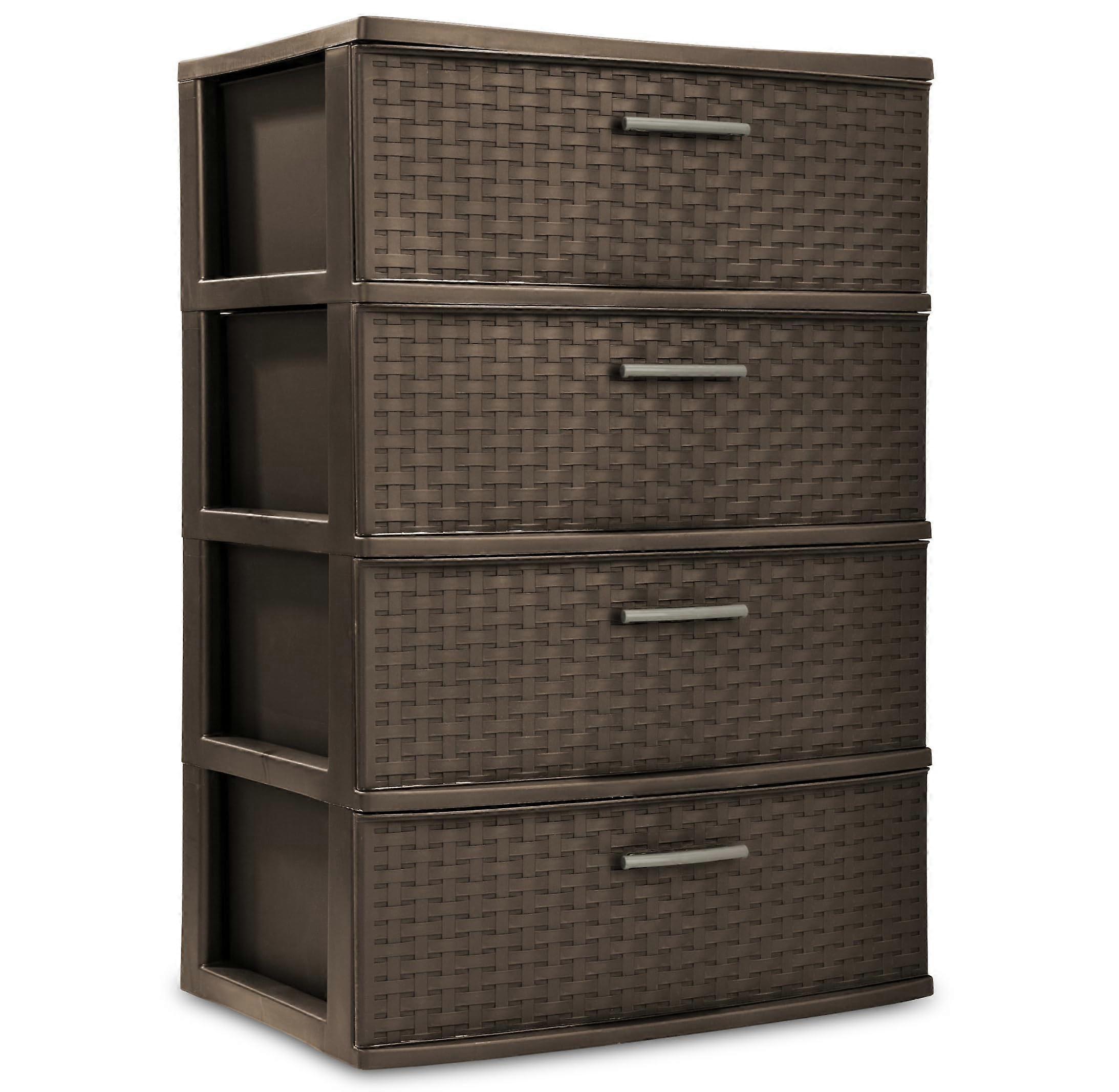 Plastic Storage Tower 4 Drawer Organizer with Smooth Glide Opaque Drawers for Bedroom Kitchen Dorm Espresso