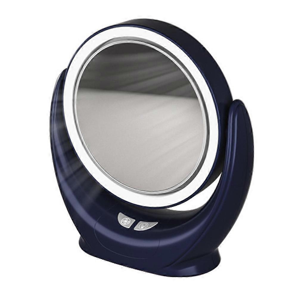 Multifunction Desktop Makeup Mirror with Dimmable LED Fill Light and Fan (No Battery)