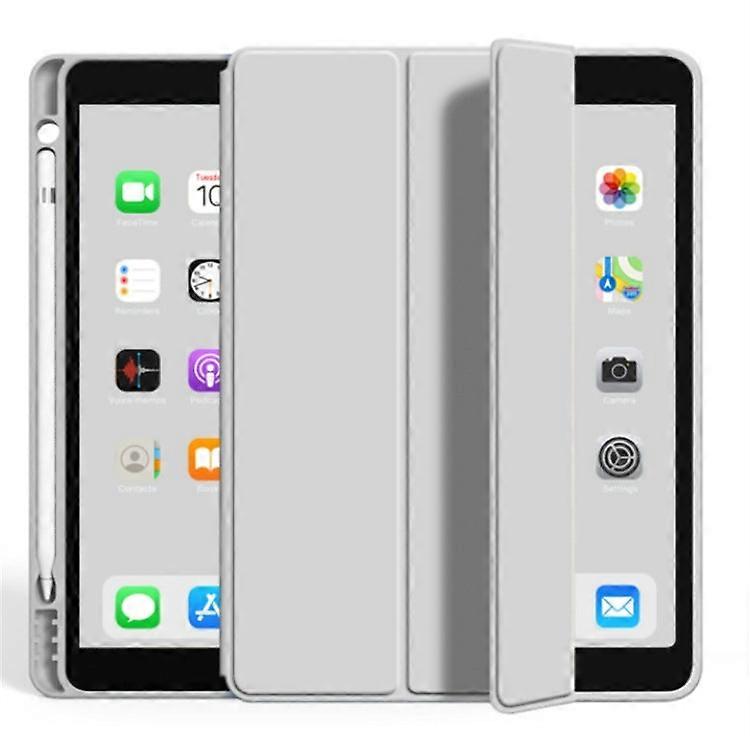 Capa elegante para iPad 5/6/Air 1/2 de 9,7 polegadas, cinza de alta qualidade, com compartimento para caneta, em silicone.