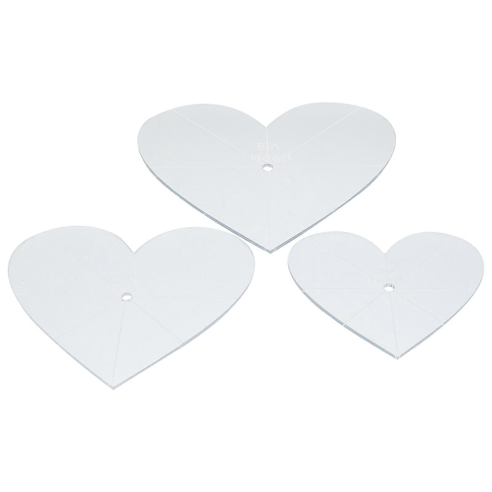 Patchwork Ruler Acrylic Stitching Ruler for Sewing Use 3Pcs Grey Heart Shape