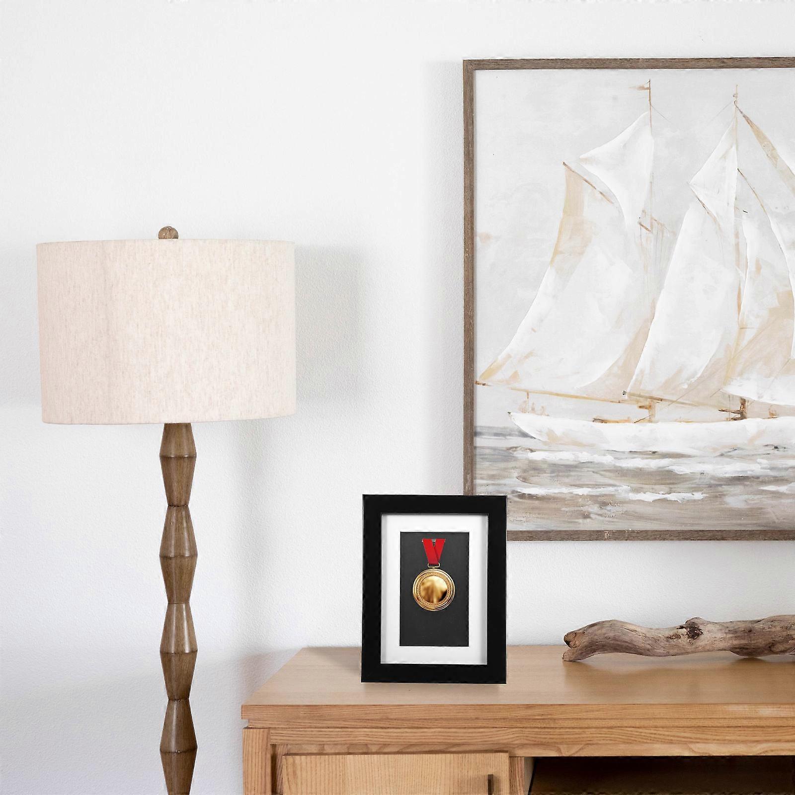 Desktop Photo Holder Photo Frame Black Rectangular Medal Showcase 1Pack