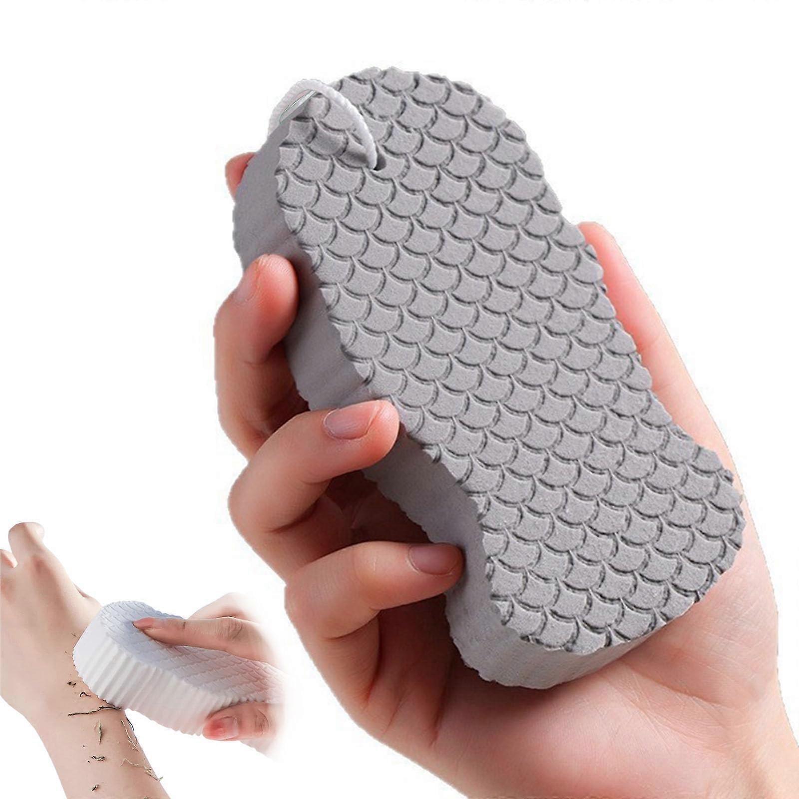 Magic Exfoliating Bath Sponge Gray with Soft 3D Texture for Deep Gentle Dead Skin Removal
