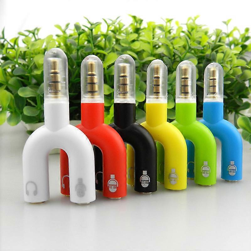 3.5 plug microphone headphone 1/2 adapter 1/2 U-shaped audio splitter