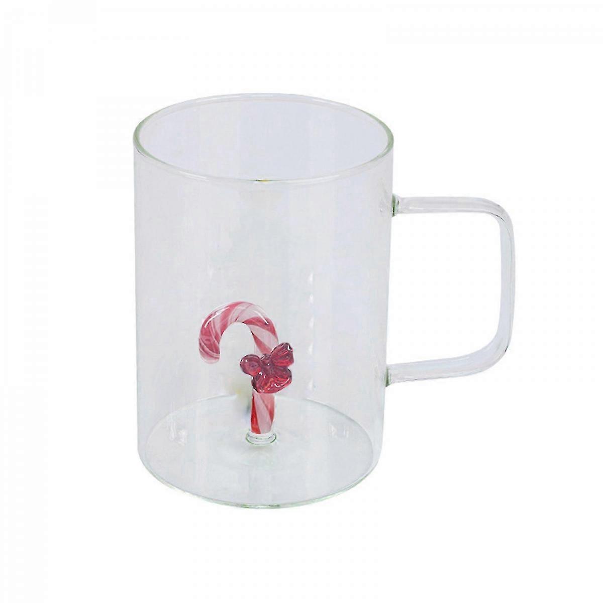 Christmas Tree Shaped Glass Mug with Candy Cane Handle, Multicolor